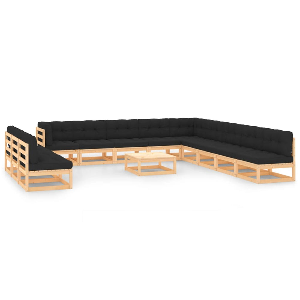 vidaXL Ensemble de jardin lounge 13 pcs avec coussins Bois de pin massif