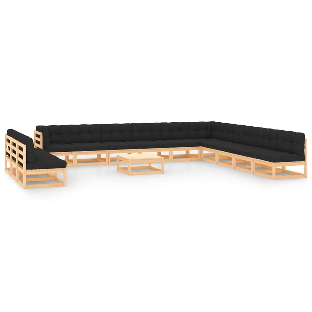 vidaXL Salon de jardin 14 pcs avec coussins Bois de pin massif