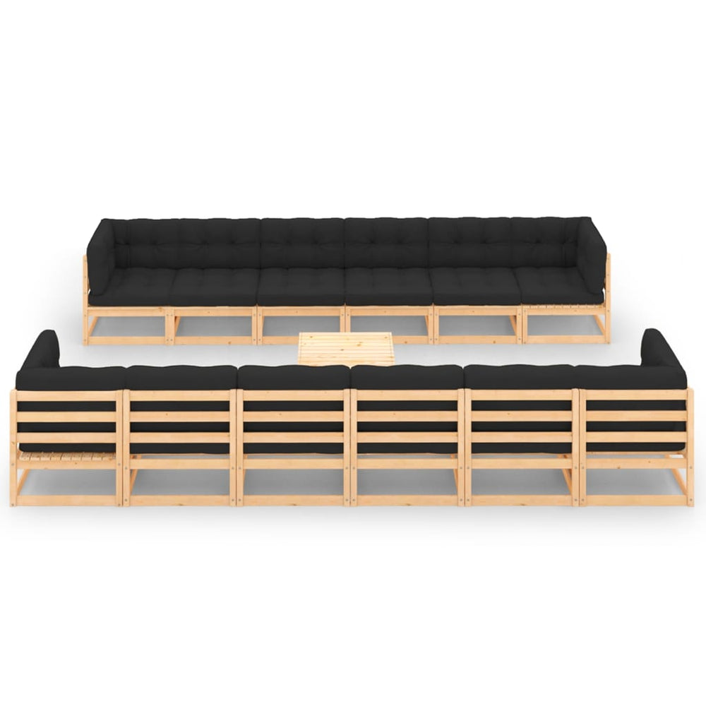 vidaXL Ensemble de jardin lounge 13 pcs avec coussins Bois de pin massif