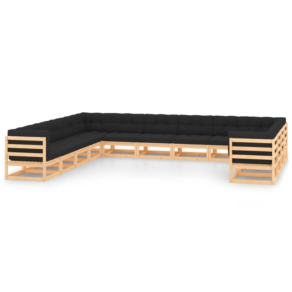 vidaXL Ensemble de jardin lounge 13 pcs avec coussins Bois de pin massif