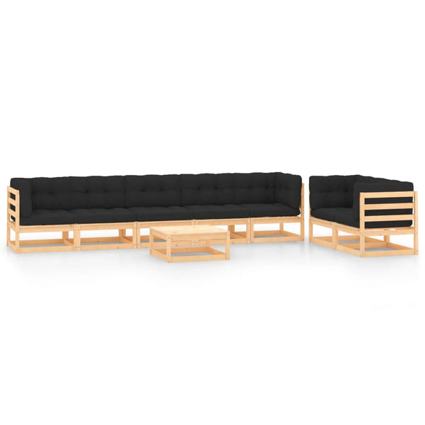 8-tlg. Garten-Lounge-Set mit Kissen Massivholz Kiefer