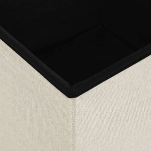 Hocker Cremeweiß Leinenoptik mit Stauraum