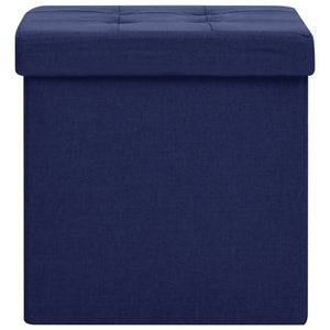 Hocker mit Stauraum Blau Leinenoptik