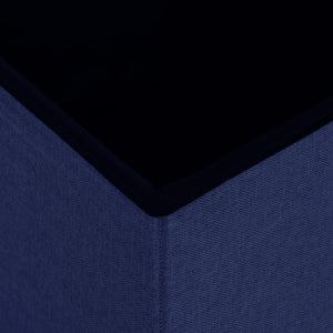 Hocker mit Stauraum Blau Leinenoptik