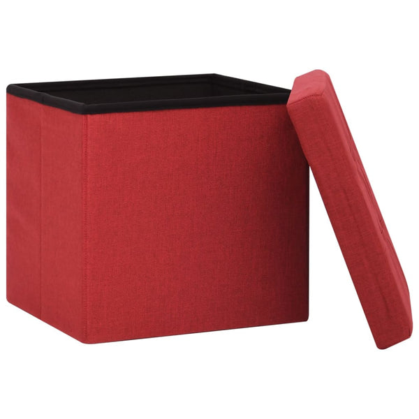 Hocker Weinrot Leinenoptik mit Stauraum