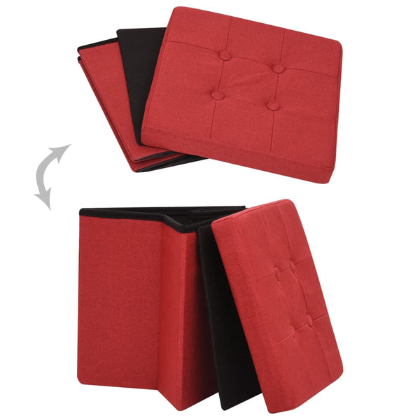 Hocker Weinrot Leinenoptik mit Stauraum