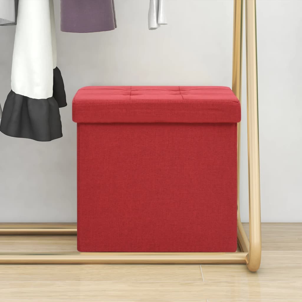 Hocker Weinrot Leinenoptik mit Stauraum