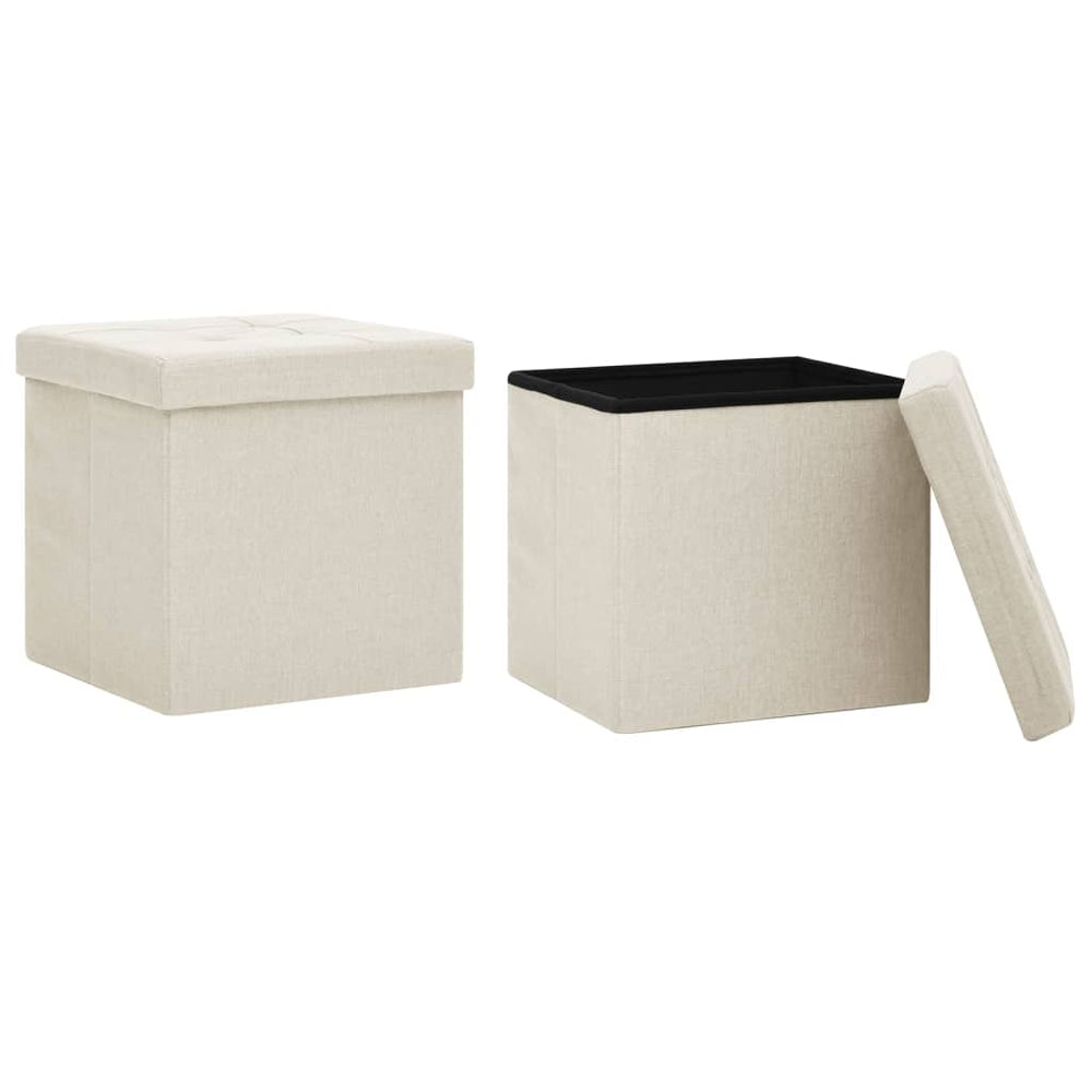 Hocker mit Stauraum 2er Set Cremeweiß