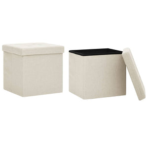 Hocker mit Stauraum 2er Set Cremeweiß