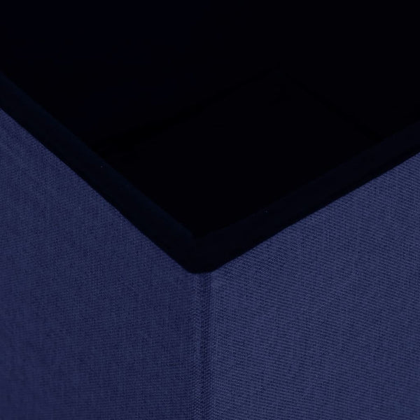 Hocker mit Stauraum 2er-Set Blau Leinenoptik