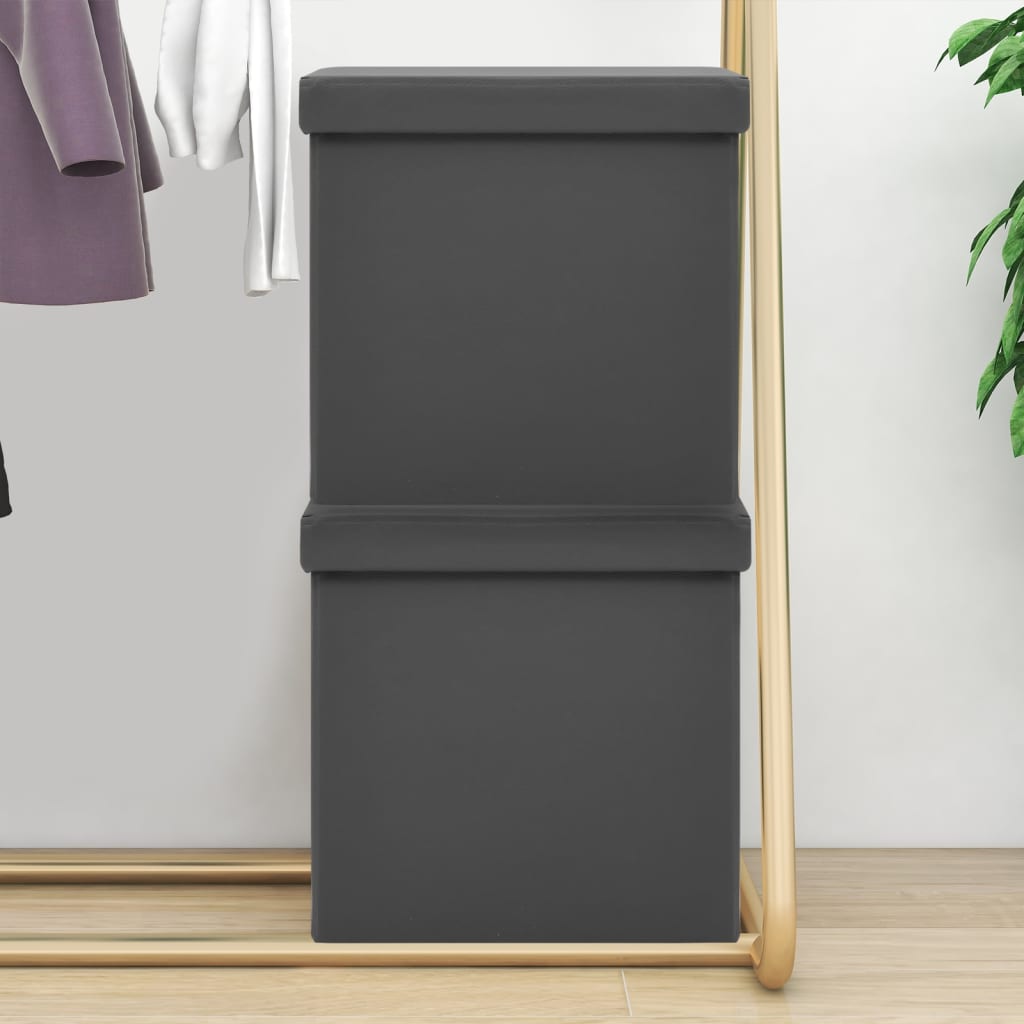 Hocker mit Stauraum 2er-Set Grau