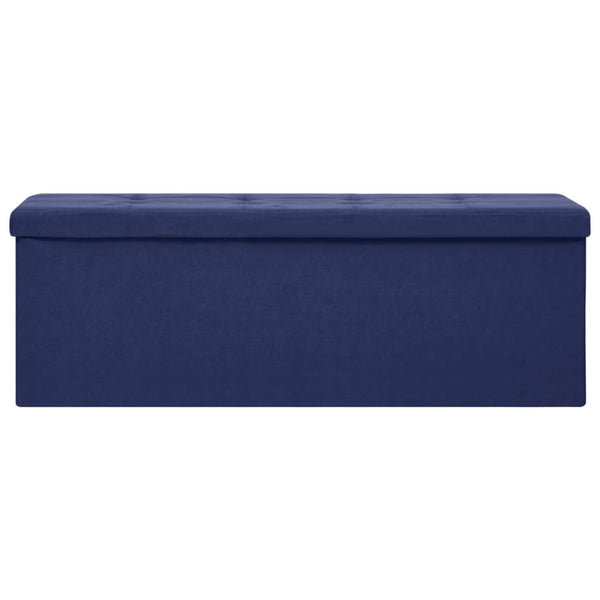Faltbare Sitzbank Blau Leinenoptik mit Stauraum