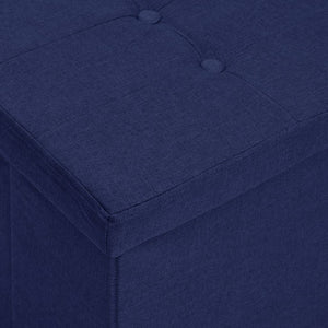 Faltbare Sitzbank Blau Leinenoptik mit Stauraum
