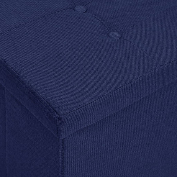Faltbare Sitzbank Blau Leinenoptik mit Stauraum