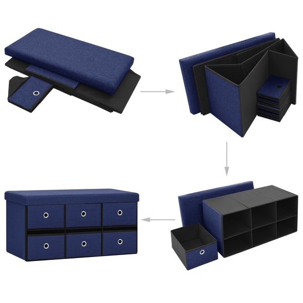 Faltbare Sitzbank Blau mit Stauraum
