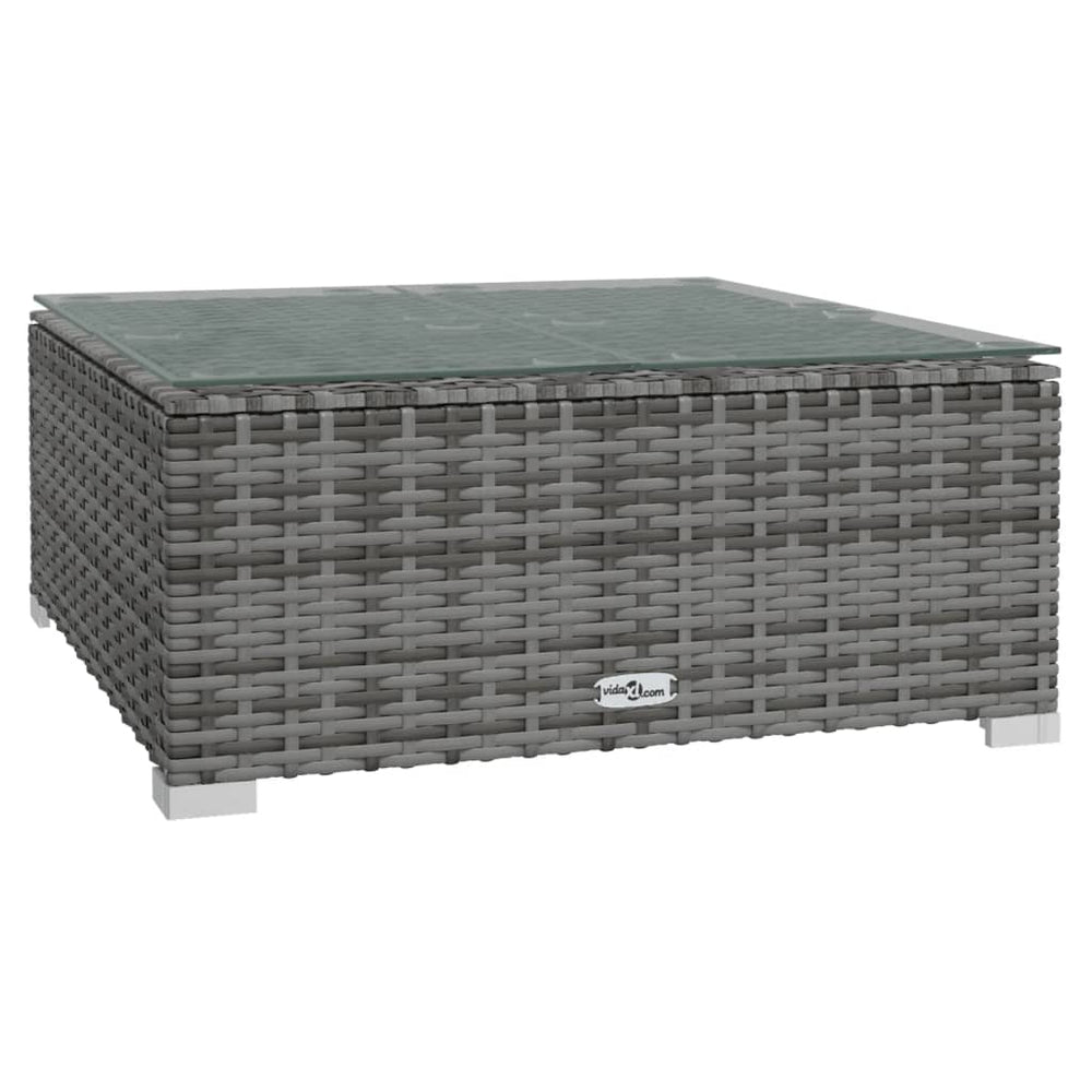 Garten-Couchtisch Grau 60x60x30 cm Poly Rattan und Glas