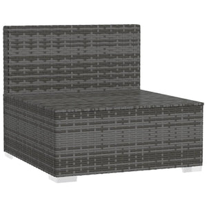 4-Sitzer-Sofa mit Kissen Grau Poly Rattan
