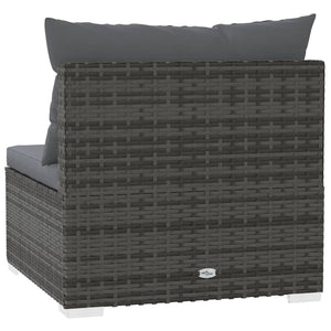 4-Sitzer-Sofa mit Kissen Grau Poly Rattan