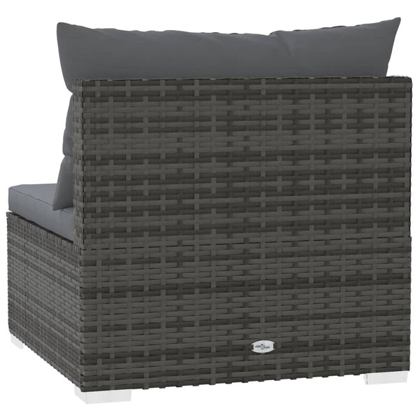 4-Sitzer-Sofa mit Kissen Grau Poly Rattan