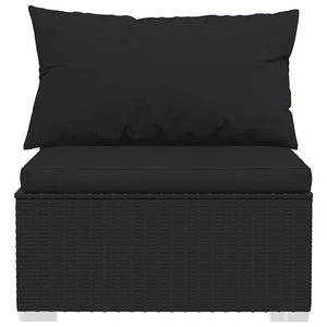 4-tlg. Garten-Lounge-Set mit Auflagen Schwarz Poly Rattan