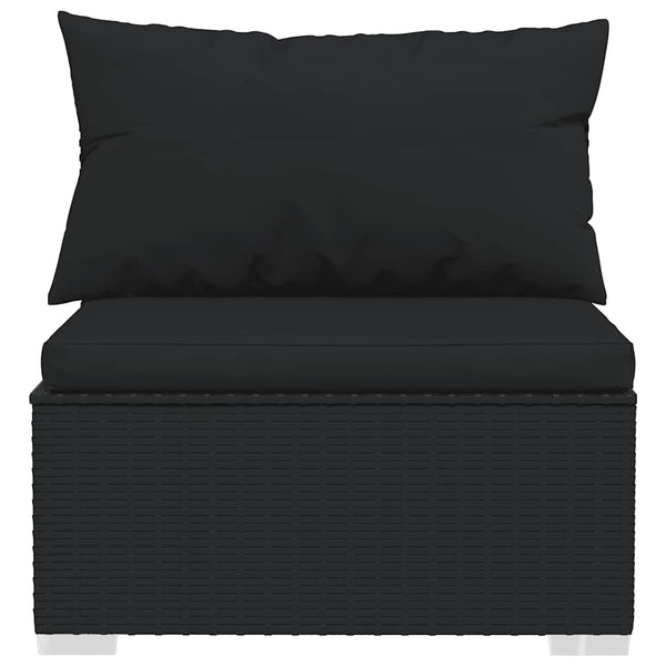 4-tlg. Garten-Lounge-Set mit Auflagen Schwarz Poly Rattan