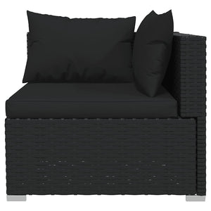 4-tlg. Garten-Lounge-Set mit Auflagen Schwarz Poly Rattan
