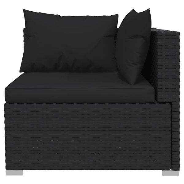 4-tlg. Garten-Lounge-Set mit Auflagen Schwarz Poly Rattan