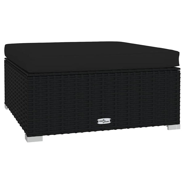 4-tlg. Garten-Lounge-Set mit Auflagen Schwarz Poly Rattan