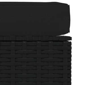 Gartenhocker mit Kissen Schwarz 70x70x30 cm Poly Rattan