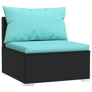 4-Sitzer-Sofa mit Kissen Schwarz Poly Rattan