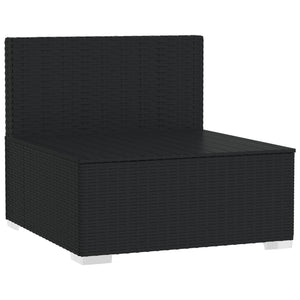 4-Sitzer-Sofa mit Kissen Schwarz Poly Rattan