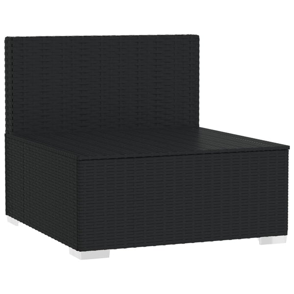 4-Sitzer-Sofa mit Kissen Schwarz Poly Rattan