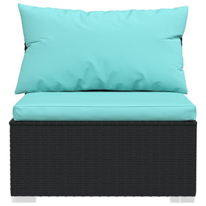 4-Sitzer-Sofa mit Kissen Schwarz Poly Rattan