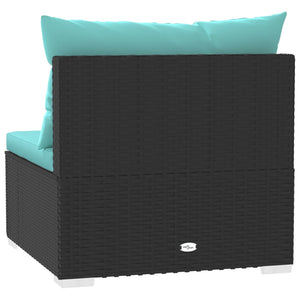 4-Sitzer-Sofa mit Kissen Schwarz Poly Rattan
