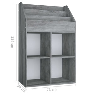 Kinder Bücherregal Betongrau 71x30x114 cm