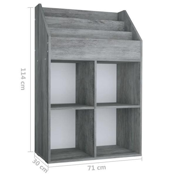 Kinder Bücherregal Betongrau 71x30x114 cm