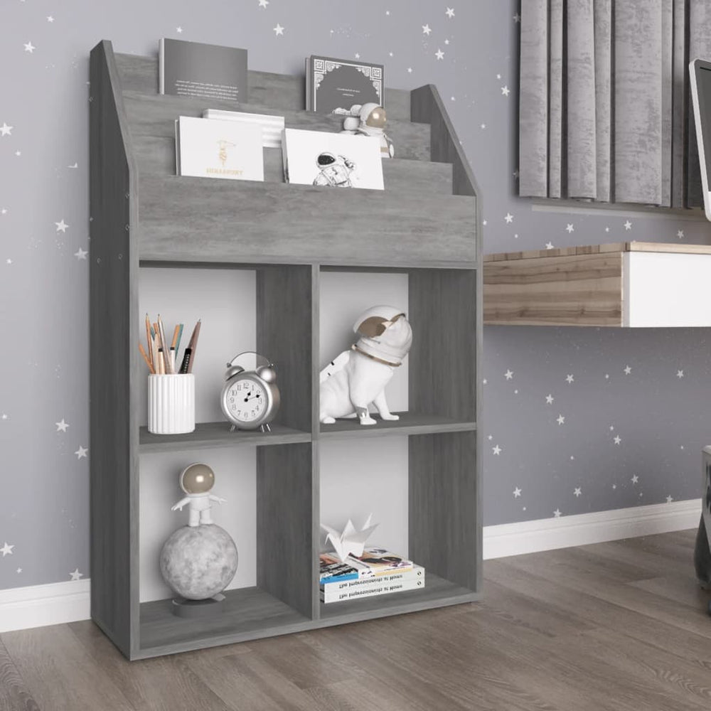 Kinder Bücherregal Betongrau 71x30x114 cm