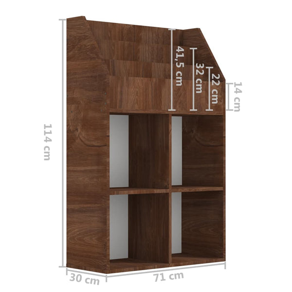 Kinder Bücherregal Braun Eiche 71x30x114cm