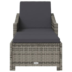 Sonnenliege mit Dunkelgrauer Auflage Poly Rattan Grau