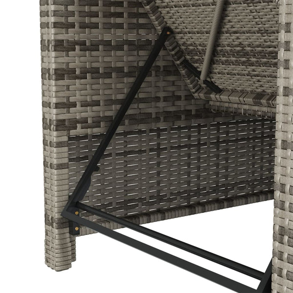 Sonnenliege mit Dunkelgrauer Auflage Poly Rattan Grau