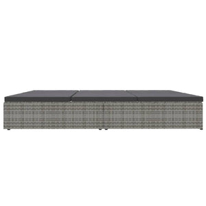 Sonnenliege mit Auflagen Poly Rattan Dunkelgrau
