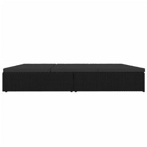 Sonnenliege mit Auflagen Poly Rattan Schwarz