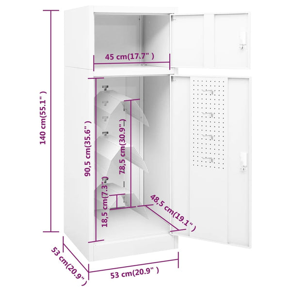 Weißer Sattelschrank aus Stahl, 140 cm