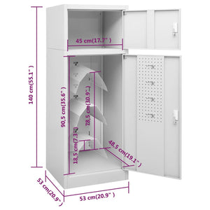 vidaXL Armoire à selles gris clair 53x53x140 cm Acier