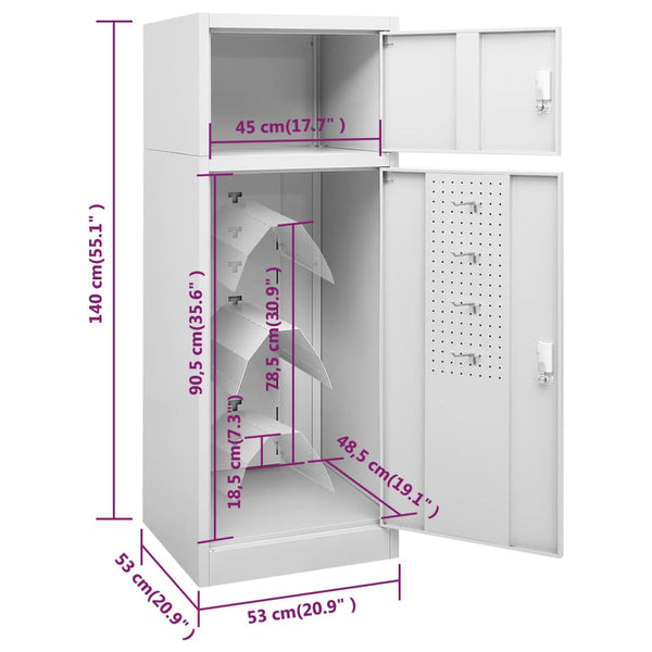 vidaXL Armoire à selles gris clair 53x53x140 cm Acier