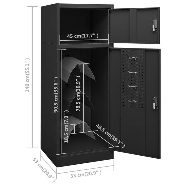 Sattelschrank Anthrazit Stahl 53x53x140cm