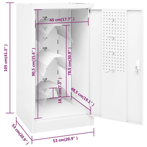Weißer Sattelschrank aus Stahl, 105 cm hoch