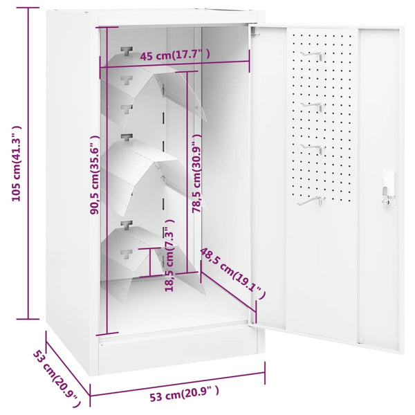 Weißer Sattelschrank aus Stahl, 105 cm hoch