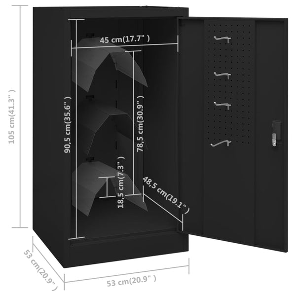 Sattelschrank Schwarz Stahl 53x53x105cm