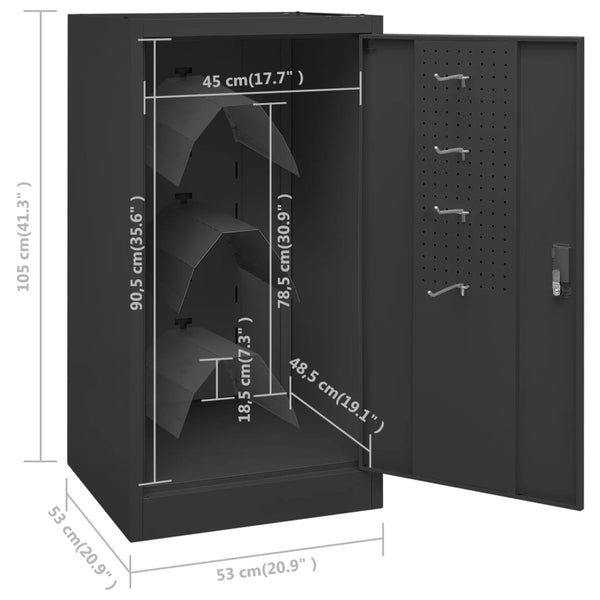 Sattelschrank Anthrazit Stahl 53x53x105cm